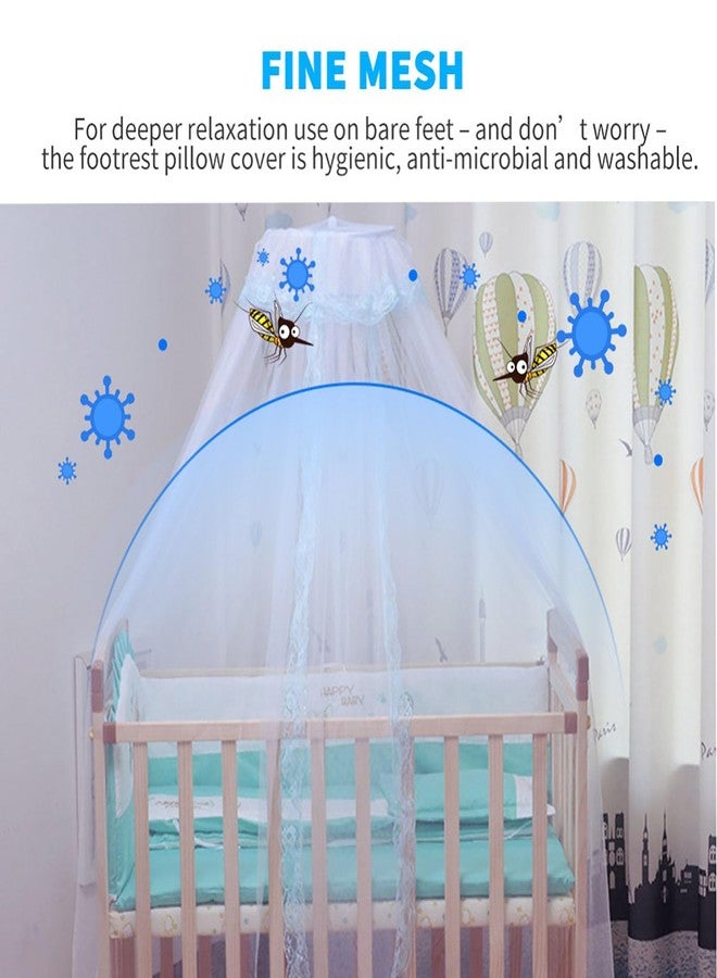 Vawolecy Universal Crib Floor Mosquito Net, Foldable Mosquito Mesh Palace Dome Baby Bed Canopy with Lace for Baby Kids Without Stand - Image 3
